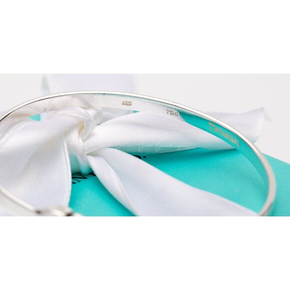 Tiffany & Co. Bracelet Vintage "Hook & Eye" Bangle 18K Gold & Sterling Silver 7” - Picture 7 of 8